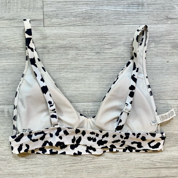 🔥 Aerie V Scoop Longline Bikini Top White Leopard - Picture 4 of 5